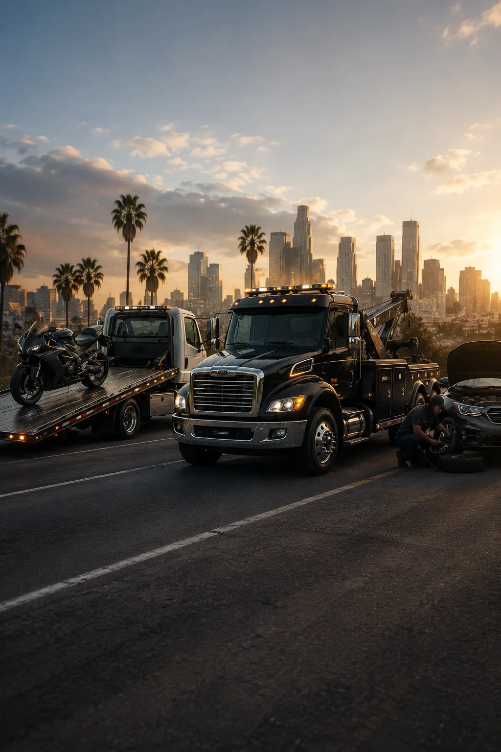 Maps Towing truck on the road