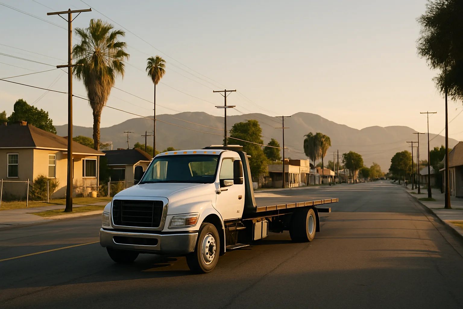 Flatbed tow truck in Arleta, California
