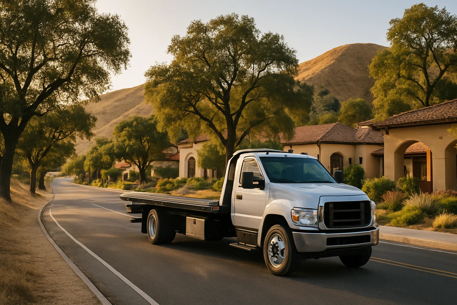 Flatbed tow truck in Calabasas, California