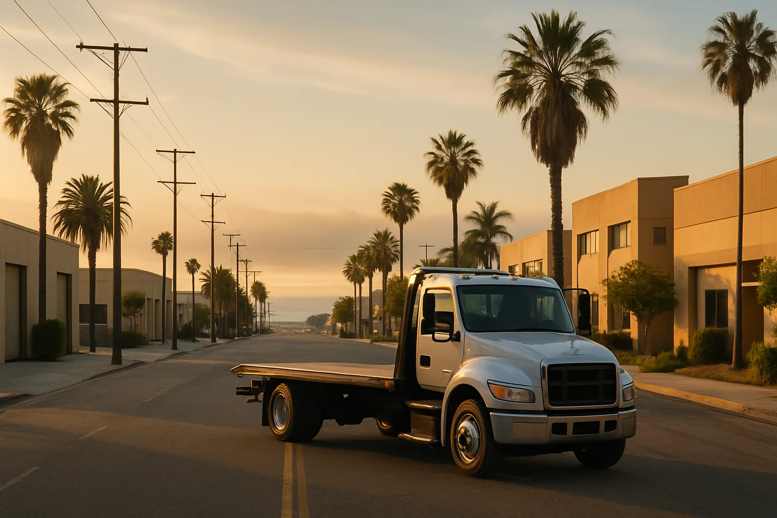Flatbed tow truck in El Segundo, California
