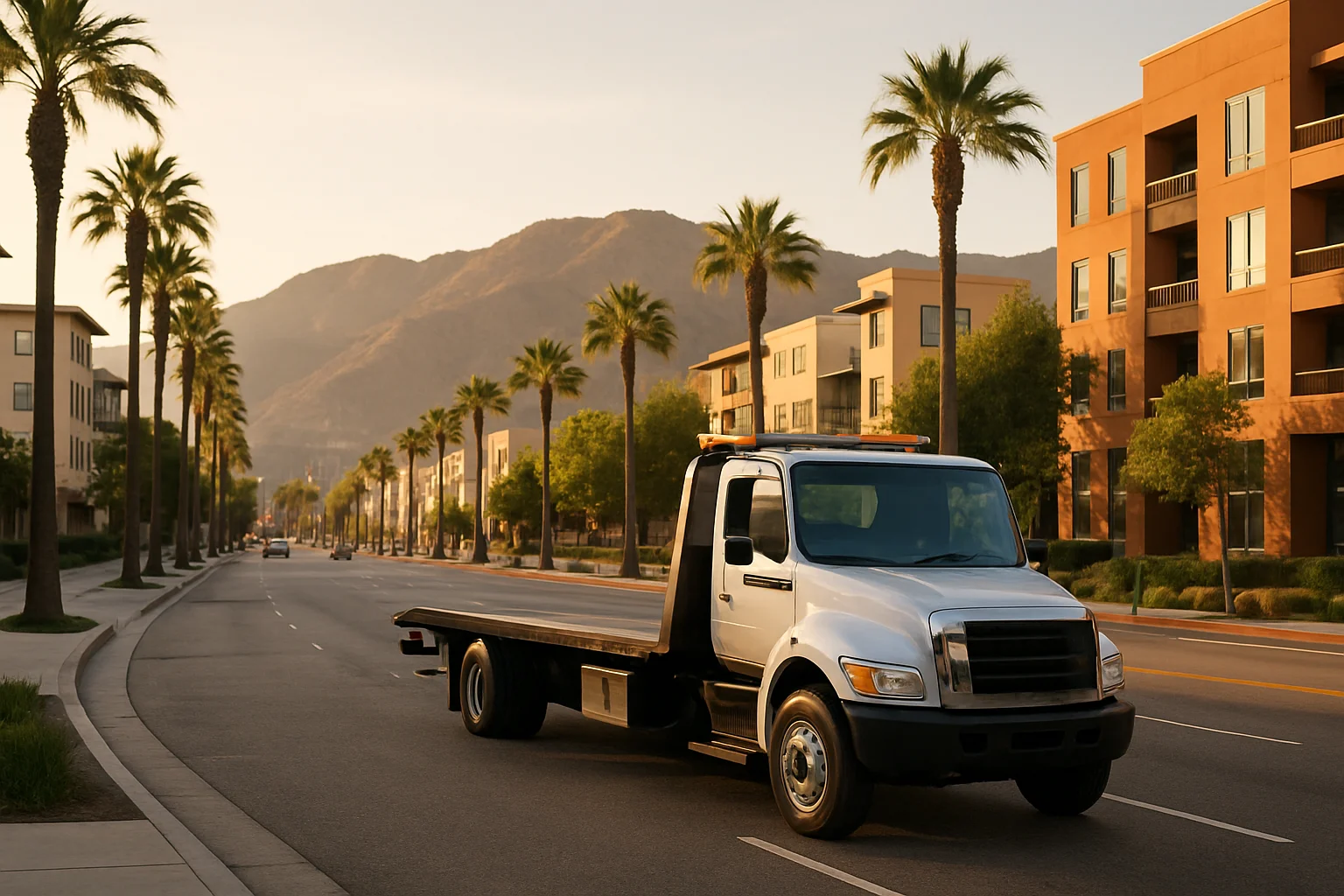 Flatbed tow truck in Glendale, California