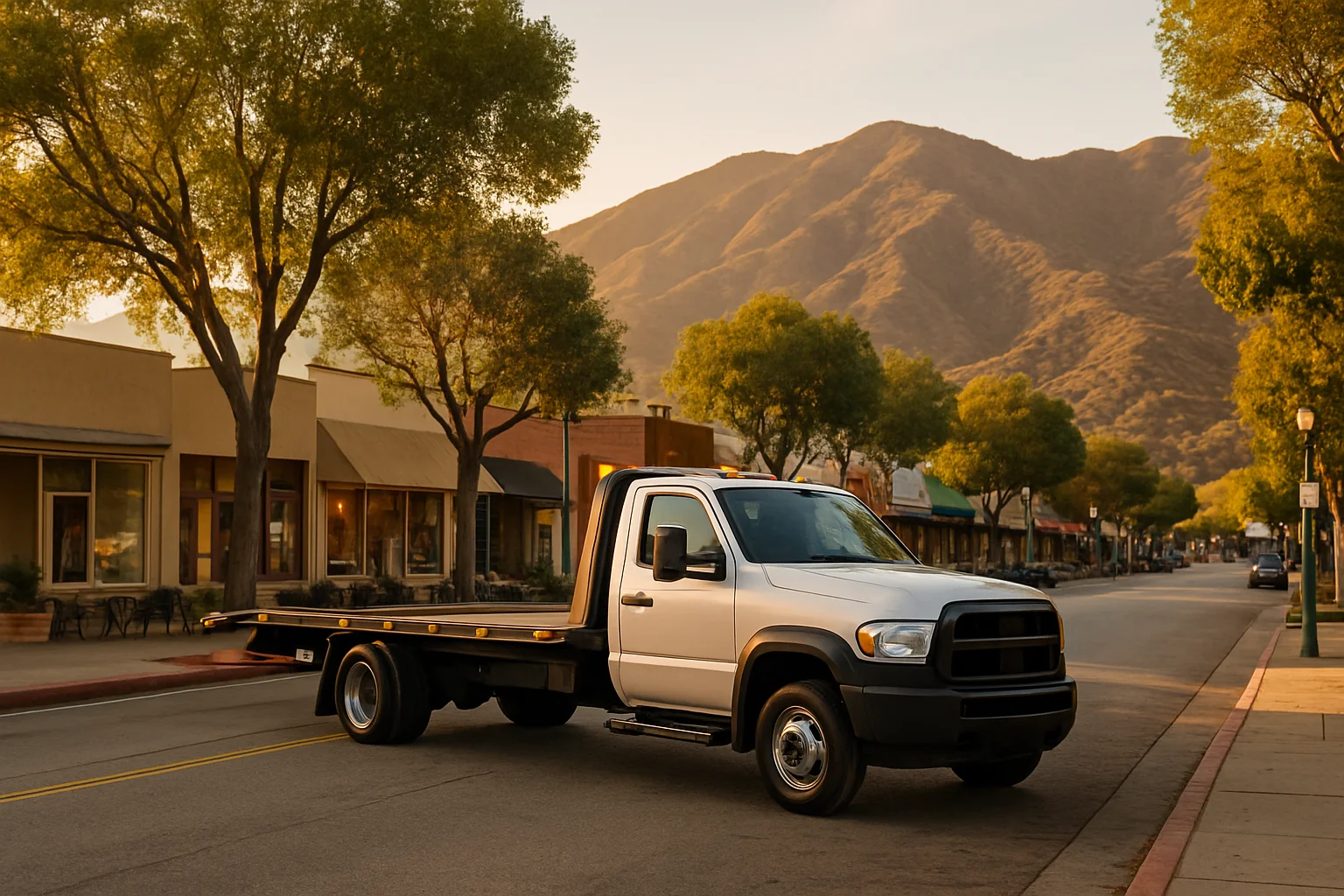 Flatbed tow truck in Montrose, California