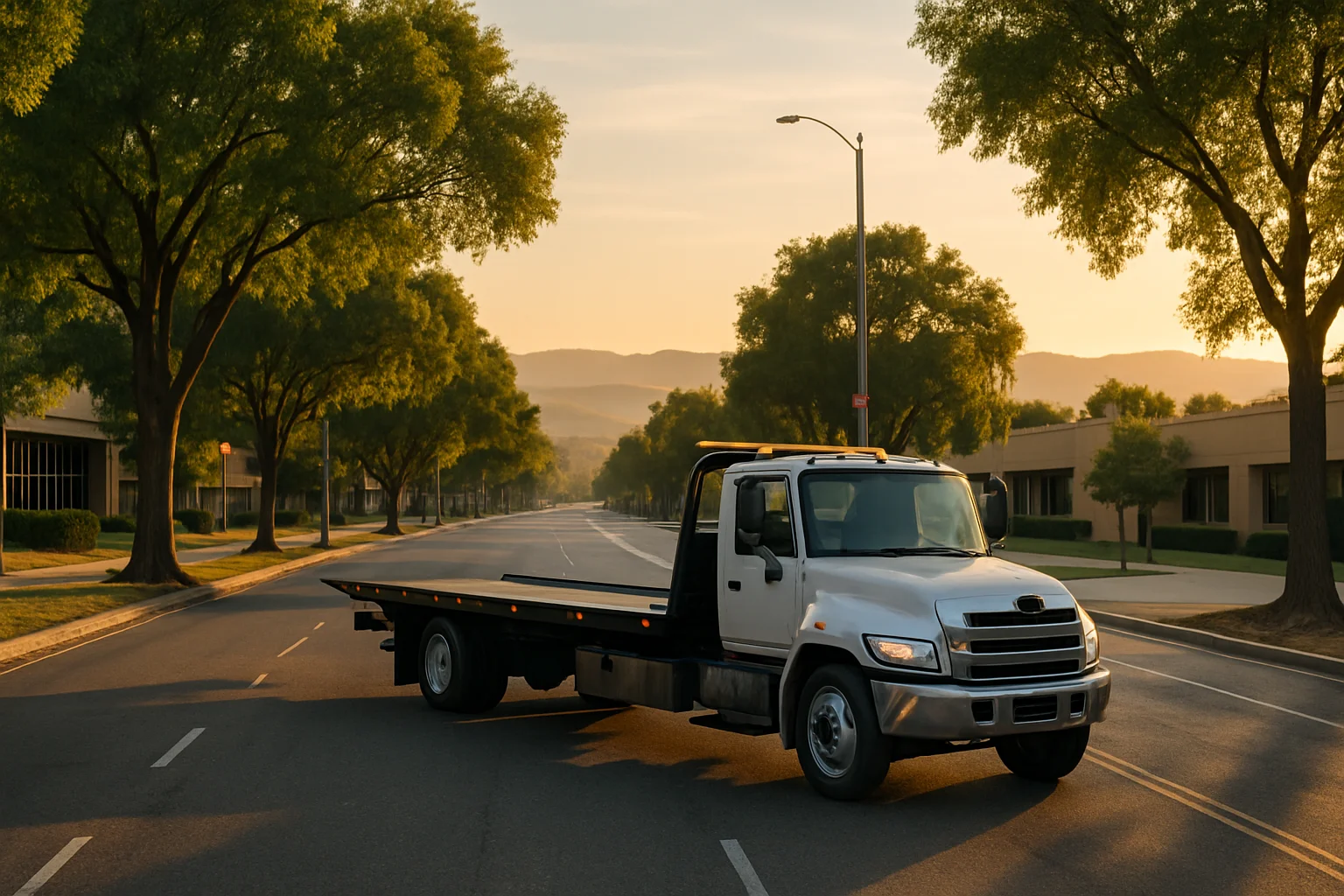 Flatbed tow truck in Northridge, California