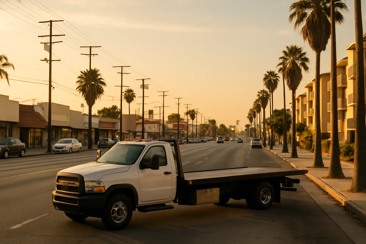 Flatbed tow truck in Panorama City, California