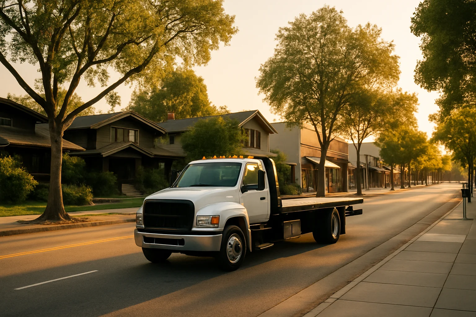 Flatbed tow truck in South Pasadena, California