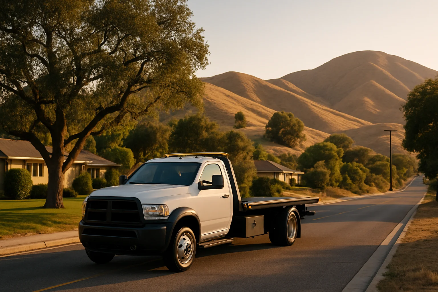 Flatbed tow truck in West Hills, California