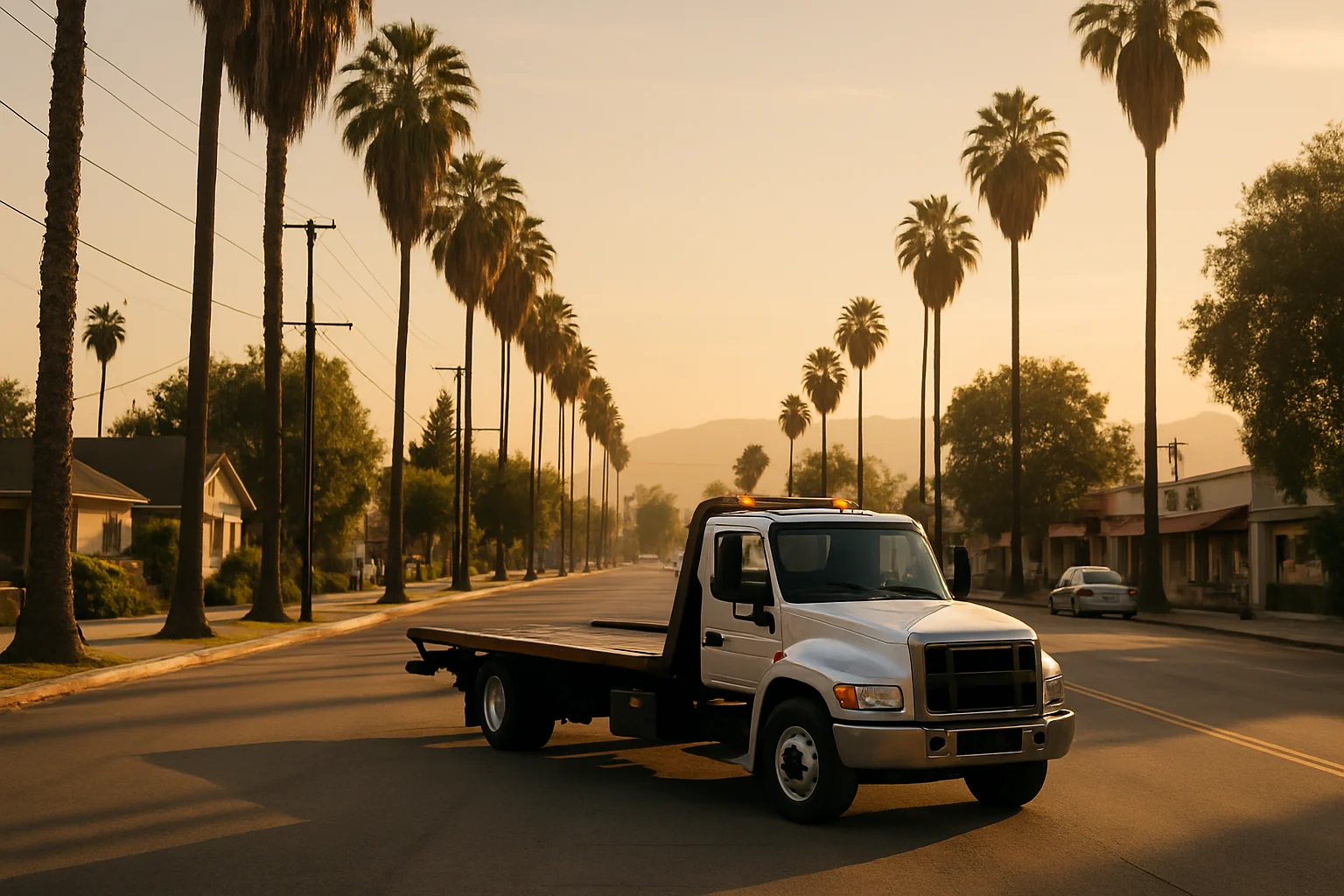 Flatbed tow truck in Winnetka, California